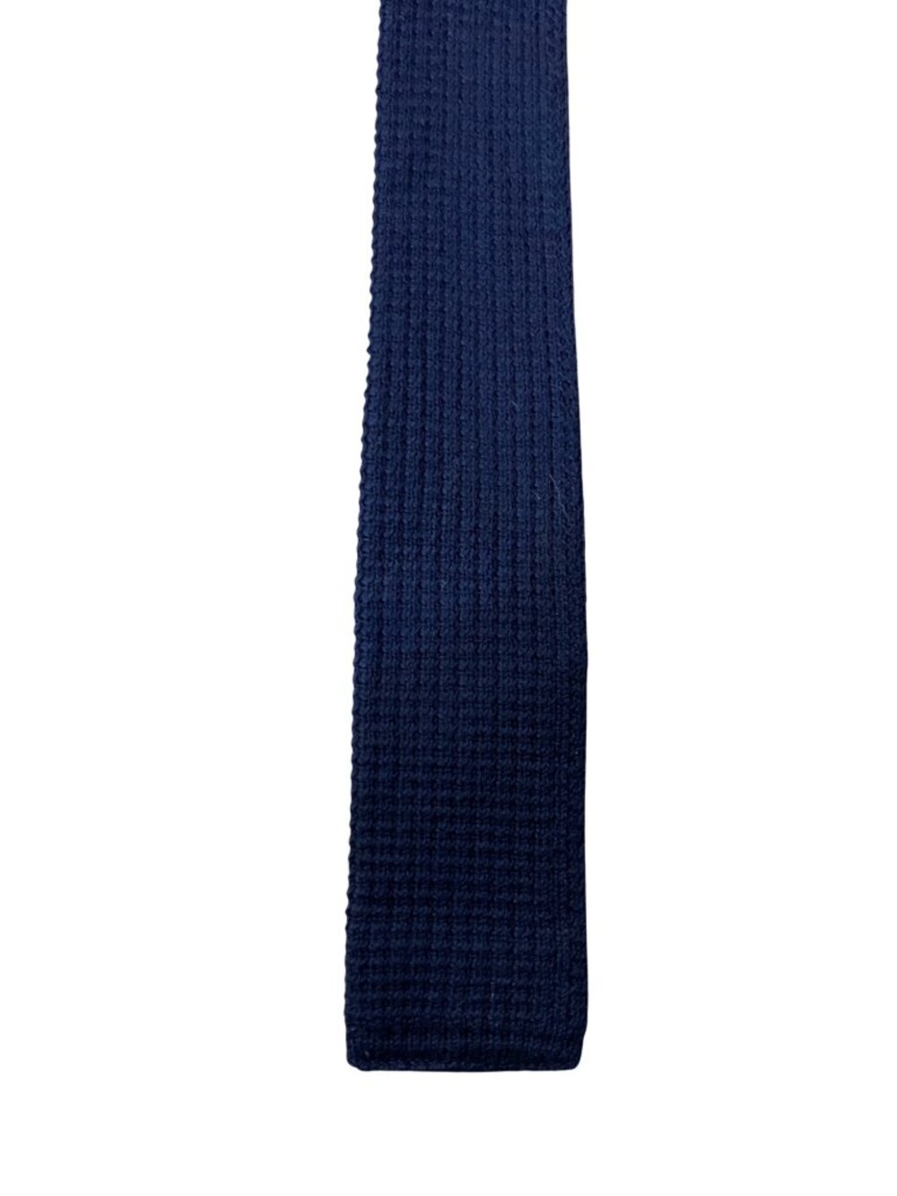 Vintage Austin Reed Navy Woven Skinny Tie 100% Cotton USA Used Preppy Ivy Leagu - Picture 2 of 11